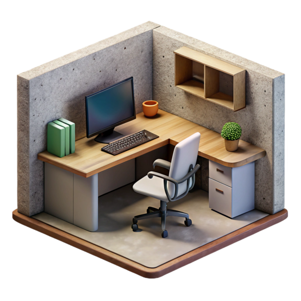 wonderful traditional Empty Virtual Office Cubicle with Desk Isolated high resolution png