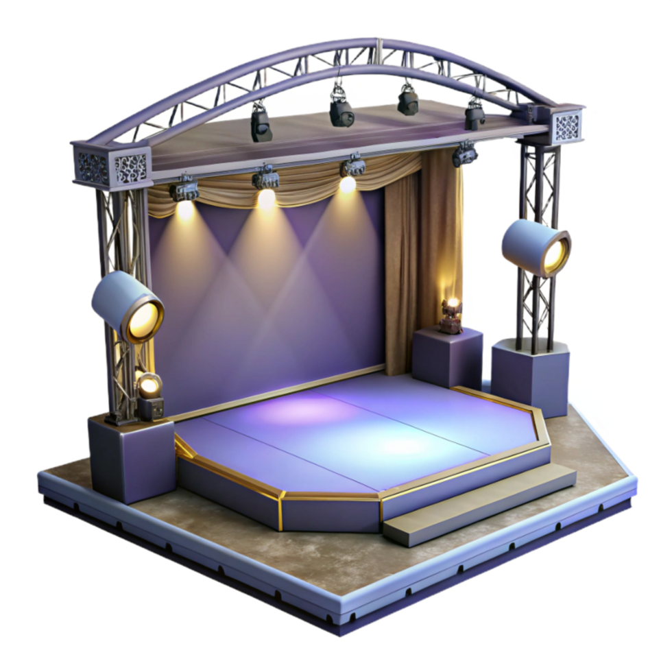 extraordinary classic Empty Virtual Stage with Spot Lighting Isolated high quality png