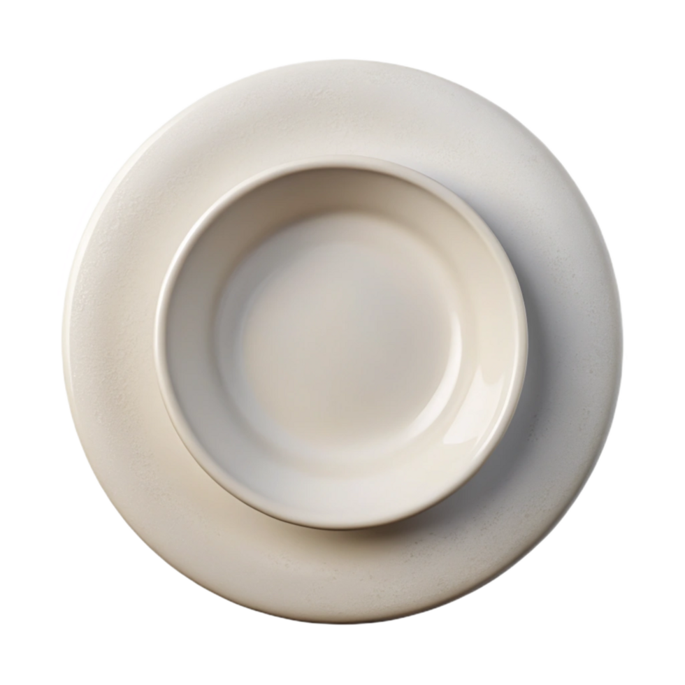 serene contemporary Empty White Plate Top View Isolated high quality png