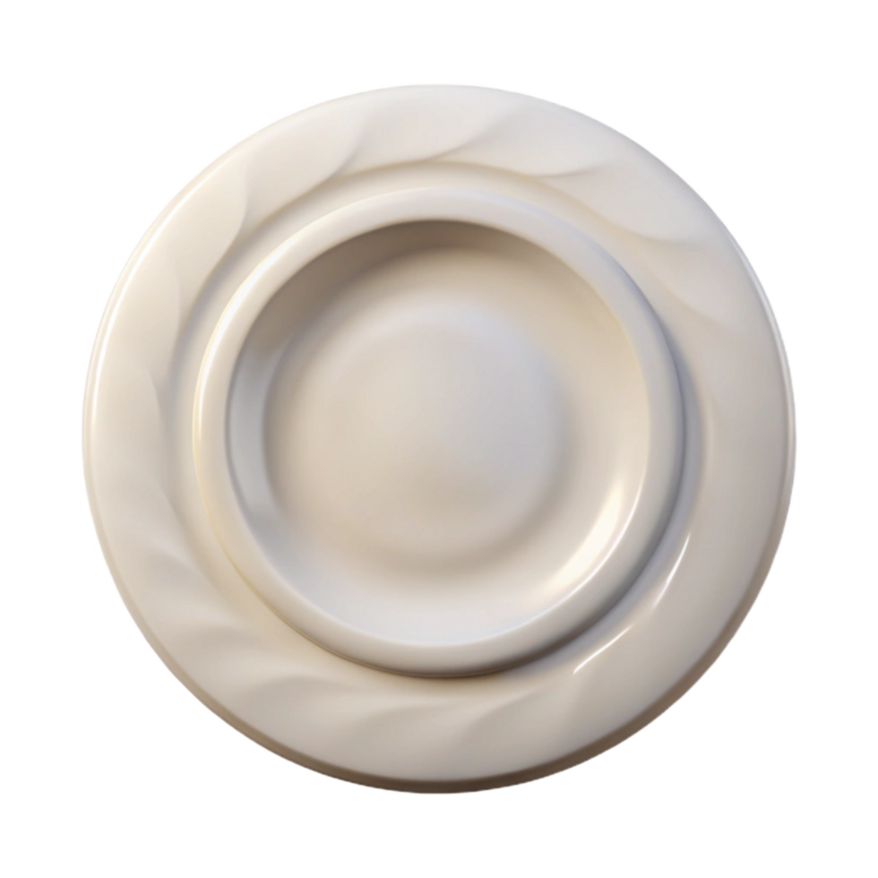 elegant rustic Empty White Plate Top View Isolated png