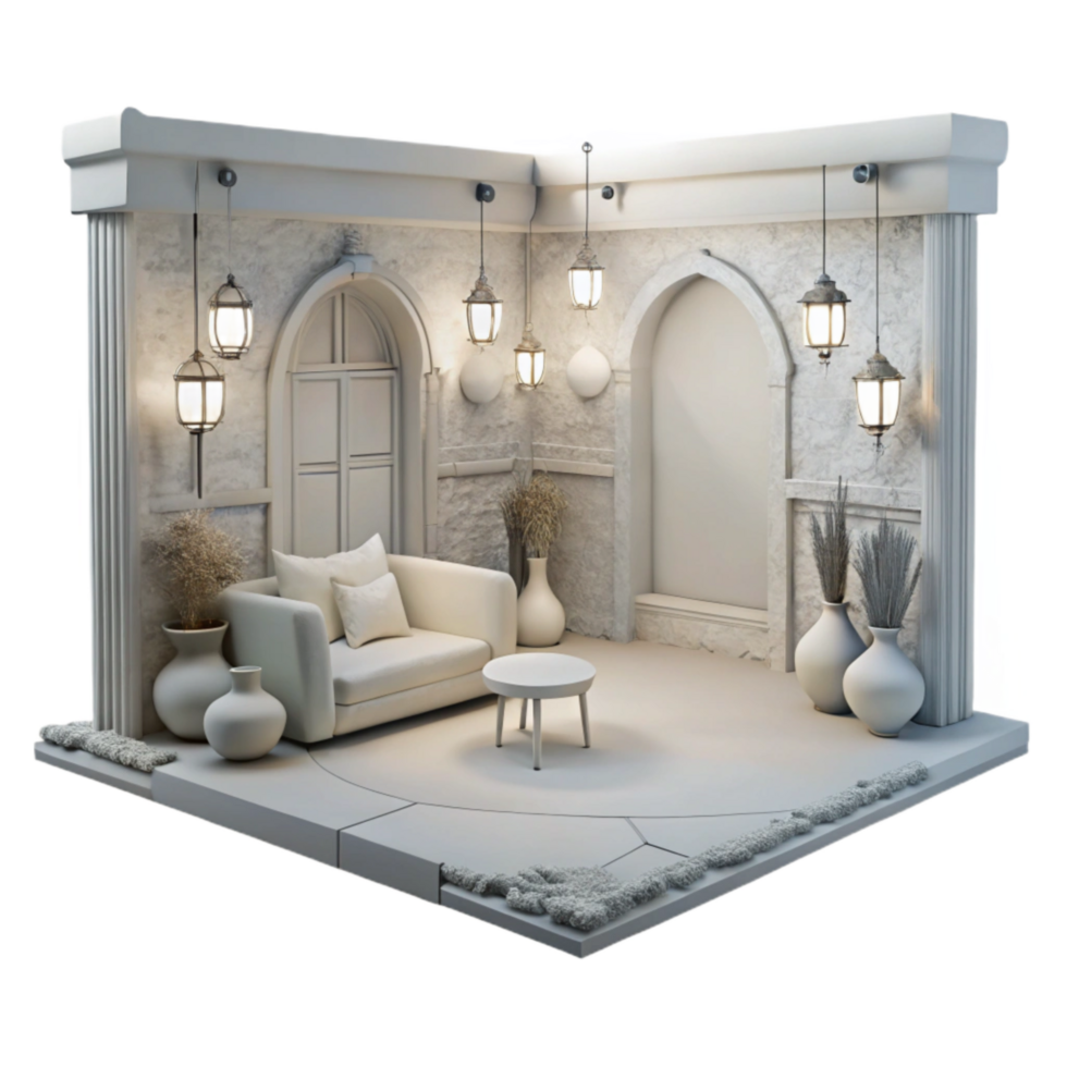 beautiful rustic Empty White Room Interior Isolated png