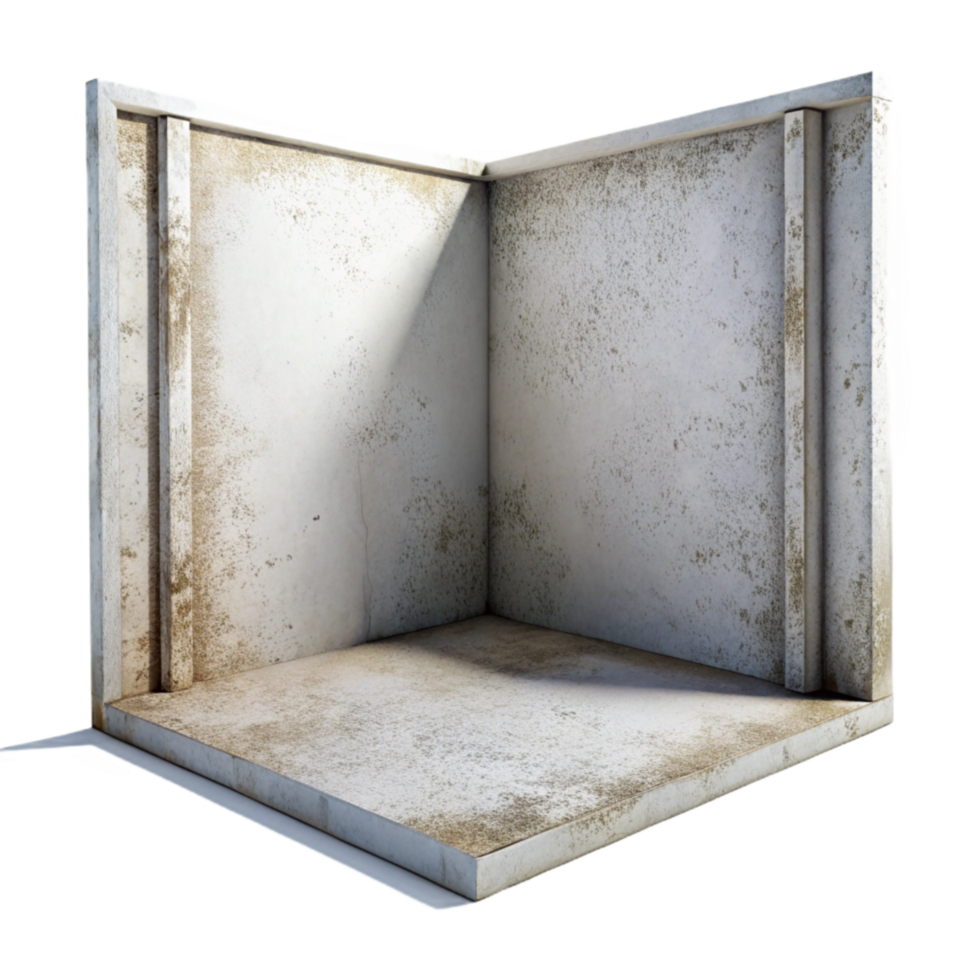 dramatic vintage Empty White Room Corner Isolated high resolution png