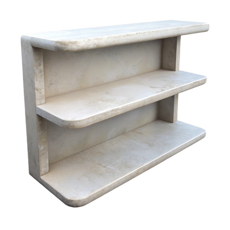 elegant traditional Empty White Shelf Front View Isolated detailed png
