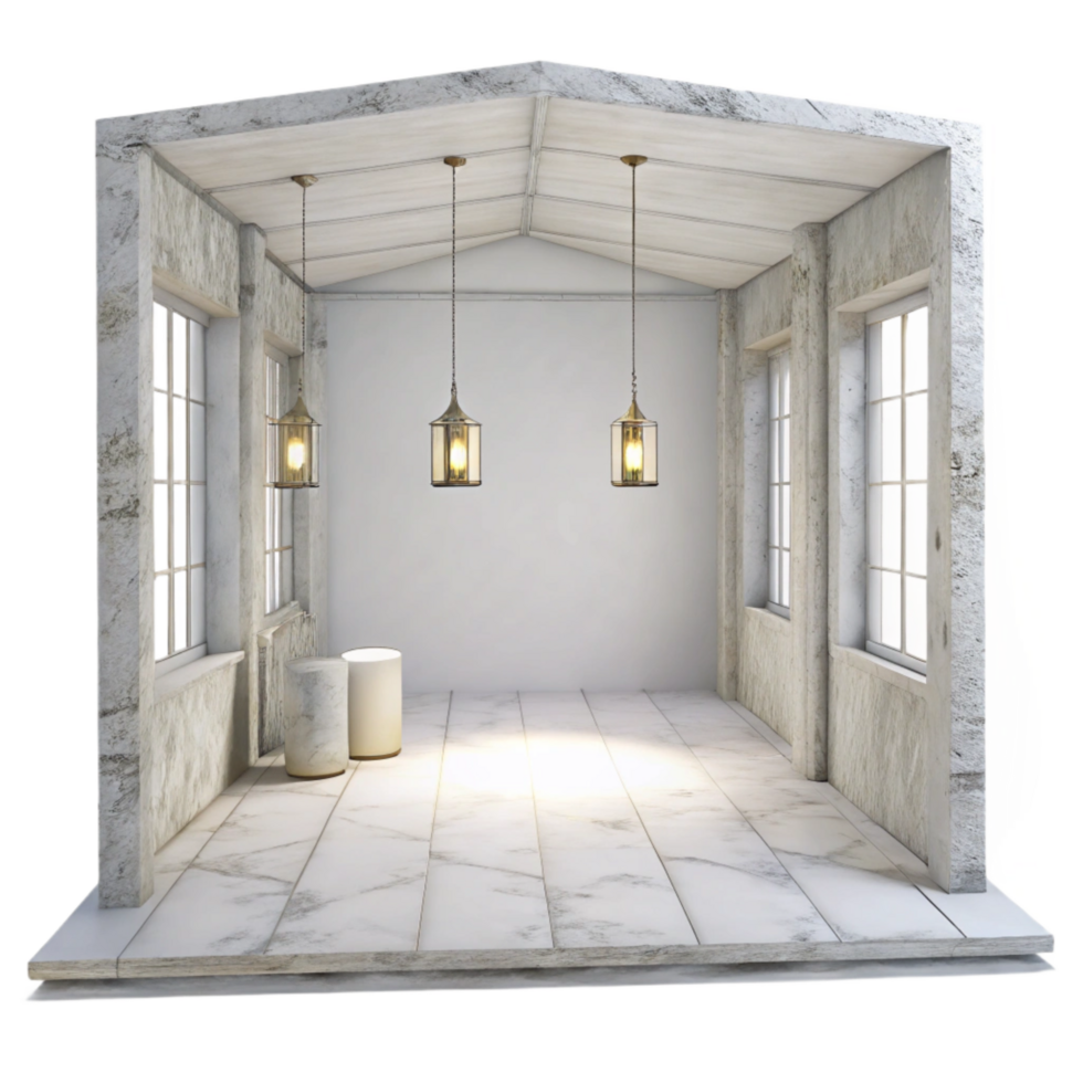 beautiful artistic Empty White Room Interior Isolated png