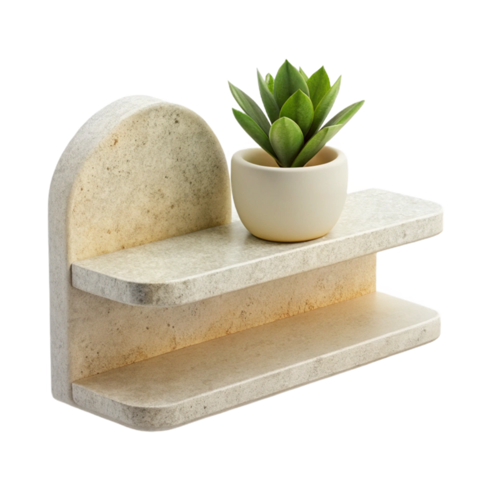 elegant vintage Empty White Shelf with Plant Isolated exclusive png