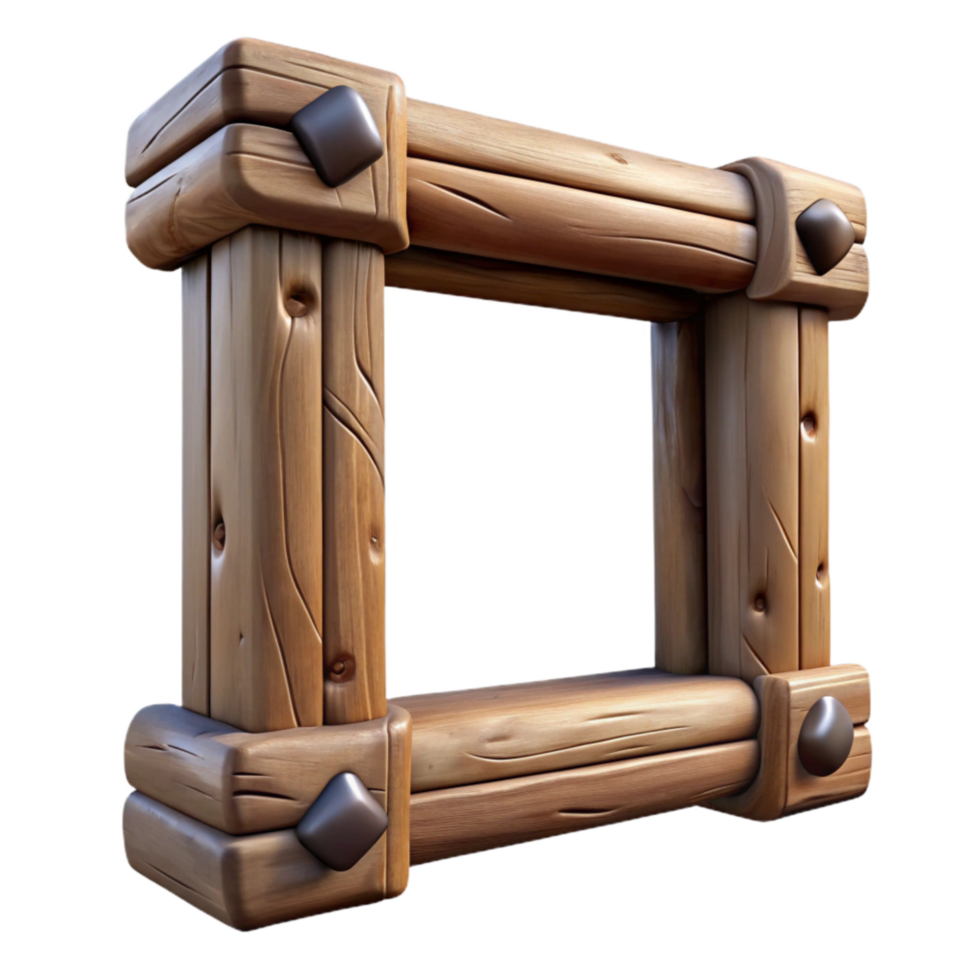 dramatic artistic Empty Wooden Frame Rustic Style Transparent Background high quality png