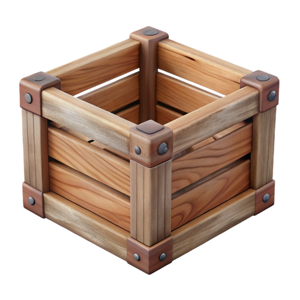 serene contemporary Empty Wooden Crate Front View Transparent Background exclusive png