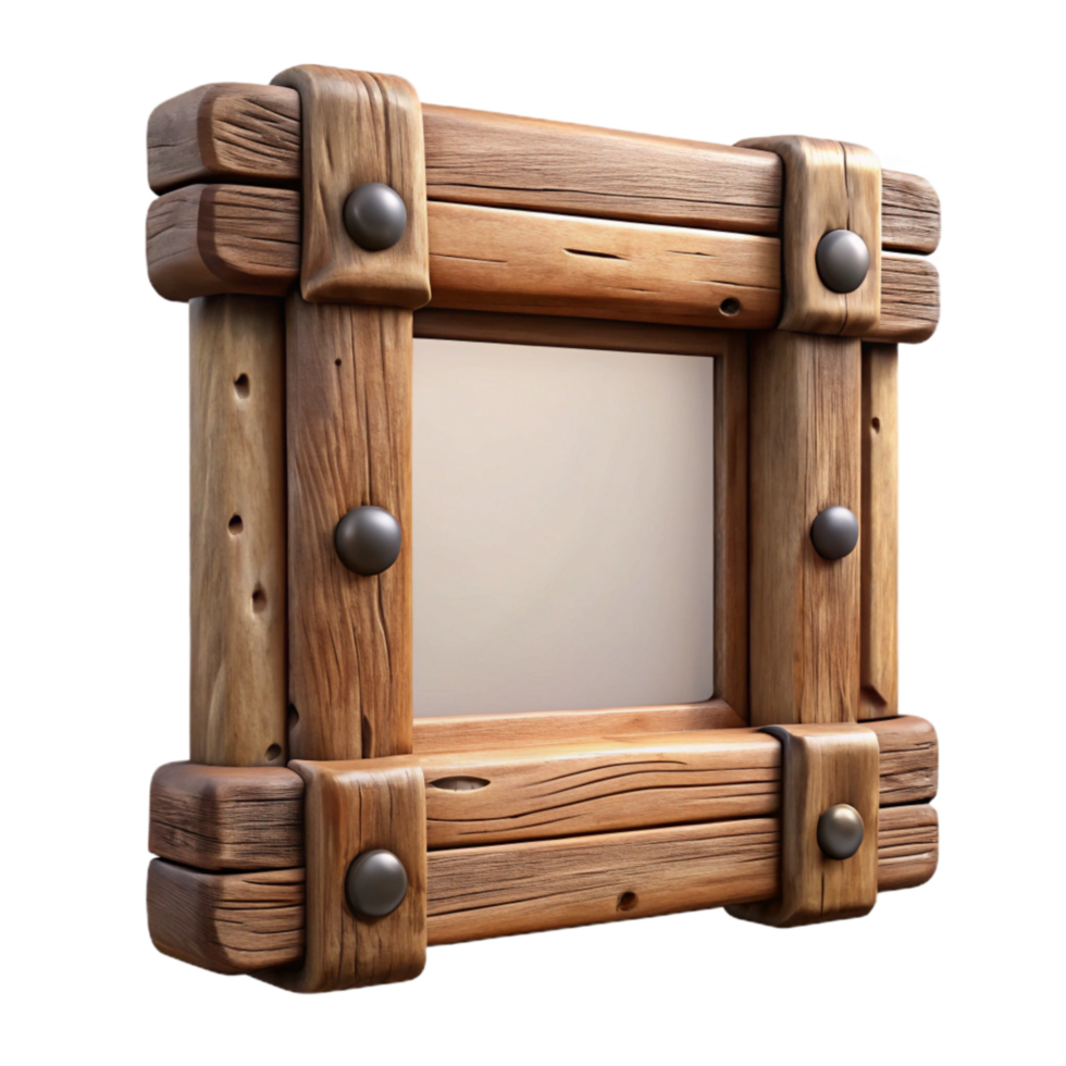 serene creative Empty Wooden Frame Rustic Style Transparent Background png