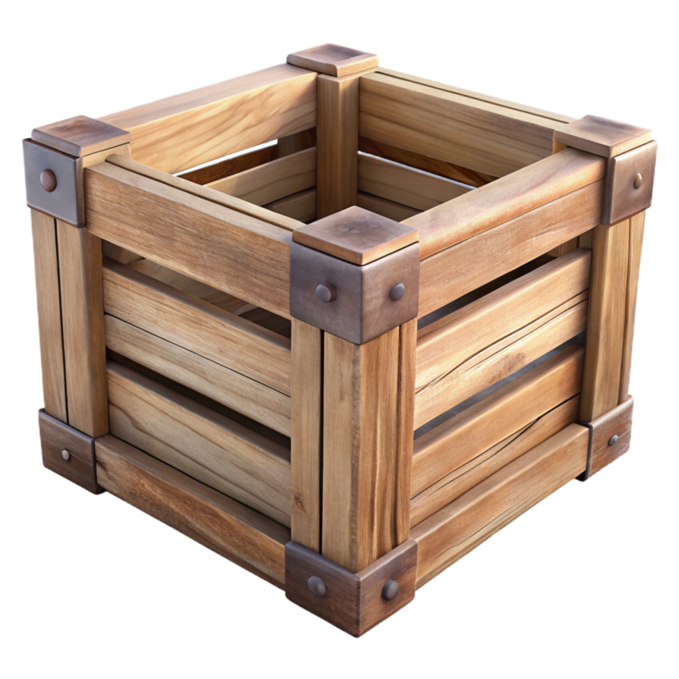 elegant minimalist Empty Wooden Crate Front View Transparent Background authentic png