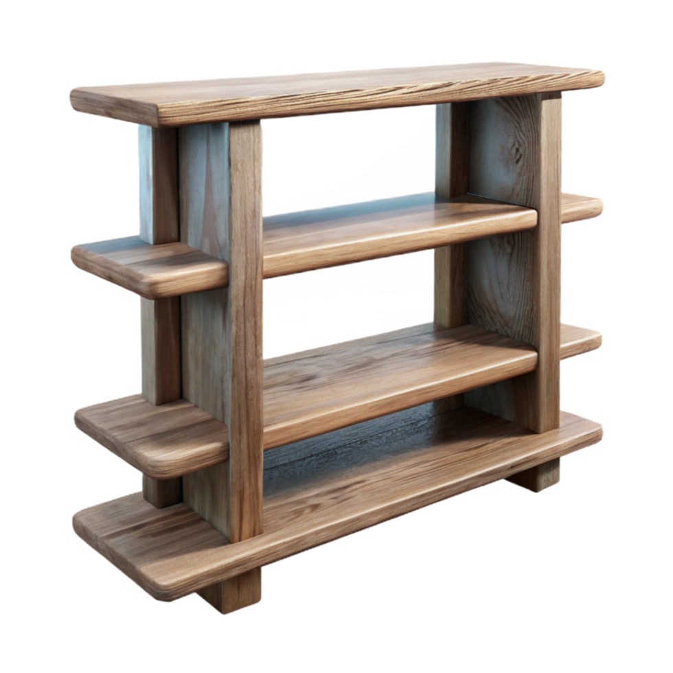 elegant rustic Empty Wooden Shelf Front View Transparent genuine png