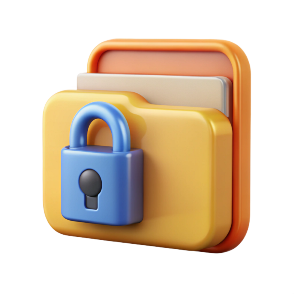 impressive rustic Encrypted Folder Icon with Lock Symbol Isolated authentic png