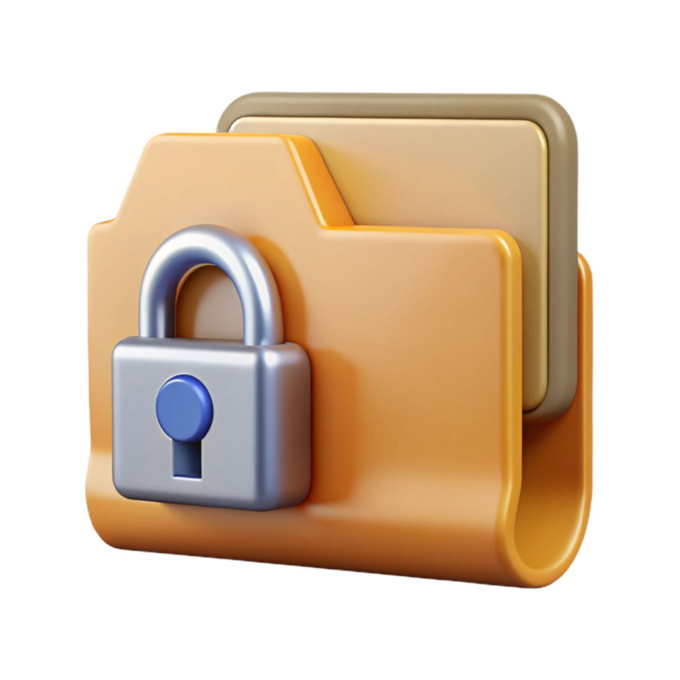 beautiful contemporary Encrypted Folder Icon with Lock Symbol Isolated high quality png