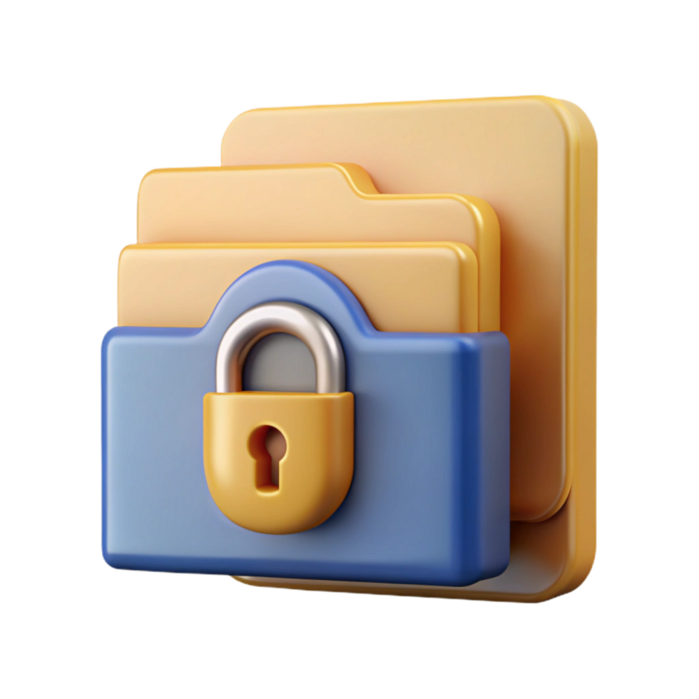 dramatic minimalist Encrypted Folder Icon with Lock Symbol Isolated detailed png