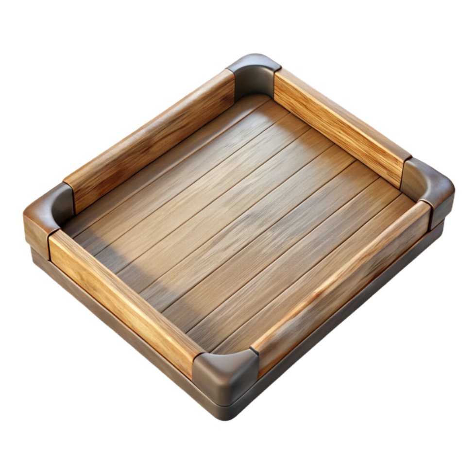 impressive artistic Empty Wooden Tray Top View Transparent Background genuine png