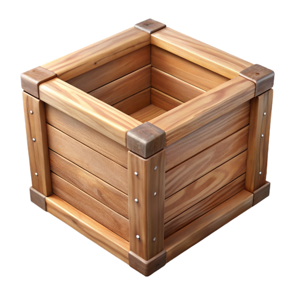 vibrant minimalist Empty Wooden Storage Box Transparent Background png