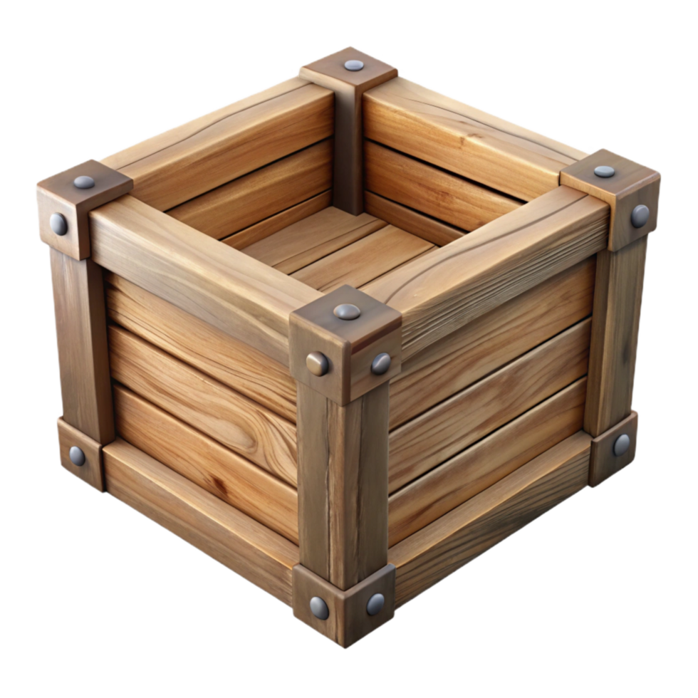dramatic rustic Empty Wooden Storage Box Transparent Background original png