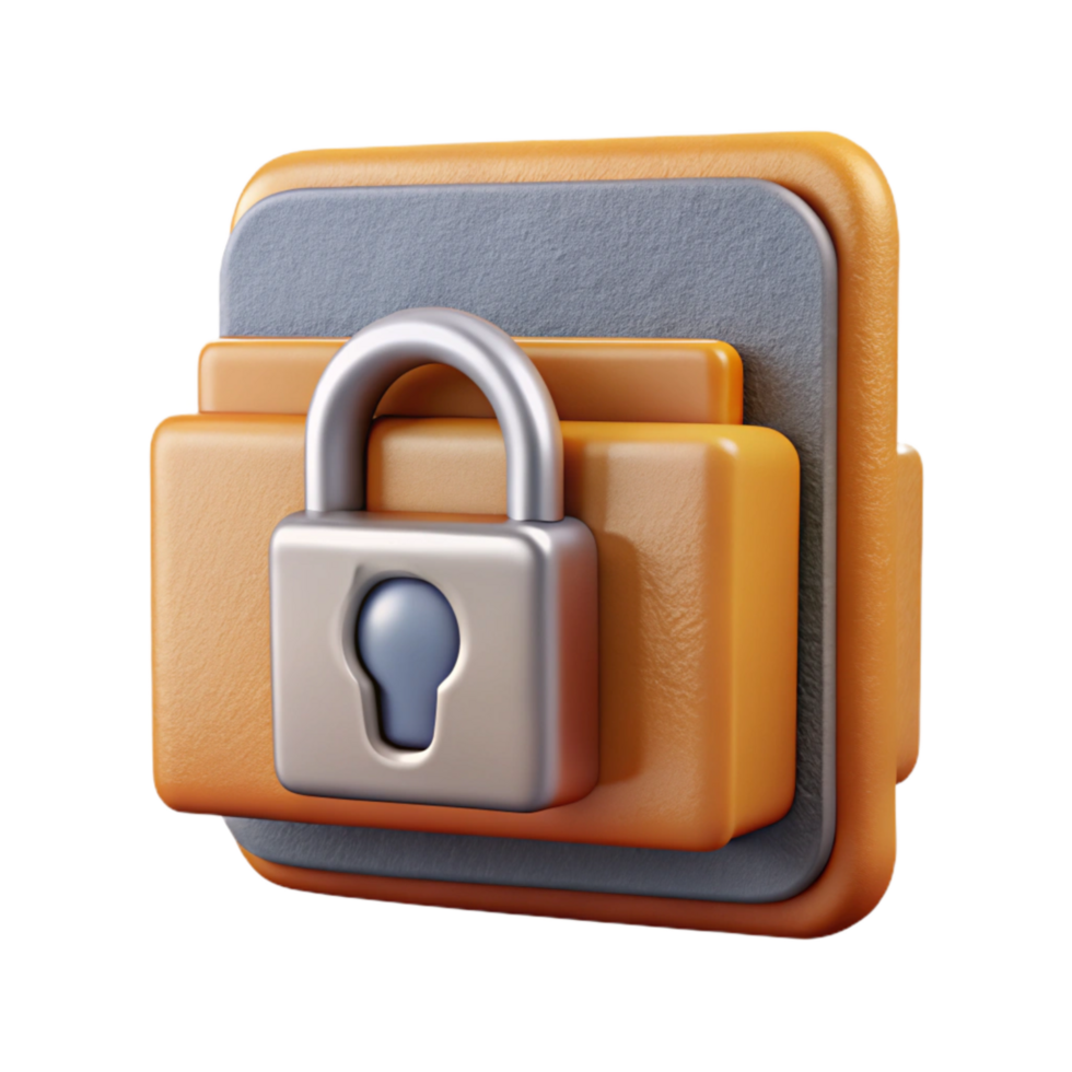 dramatic rustic Encrypted Folder Icon with Lock Symbol Isolated genuine png