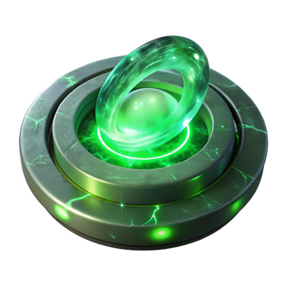 elegant rustic Energy Field Teleportation Effect Green Glow Transparent Background genuine png