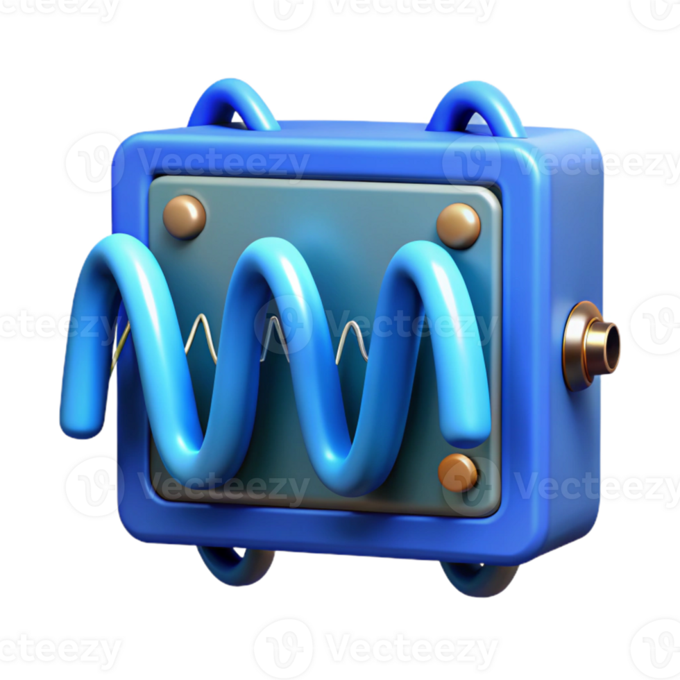 dramatic contemporary Entangled Electrons Waveform Visualization Blue Oscilloscope Isolated detailed png