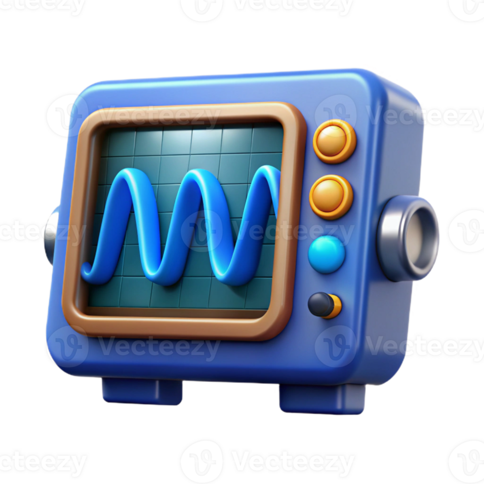 elegant abstract Entangled Electrons Waveform Visualization Blue Oscilloscope Isolated original png