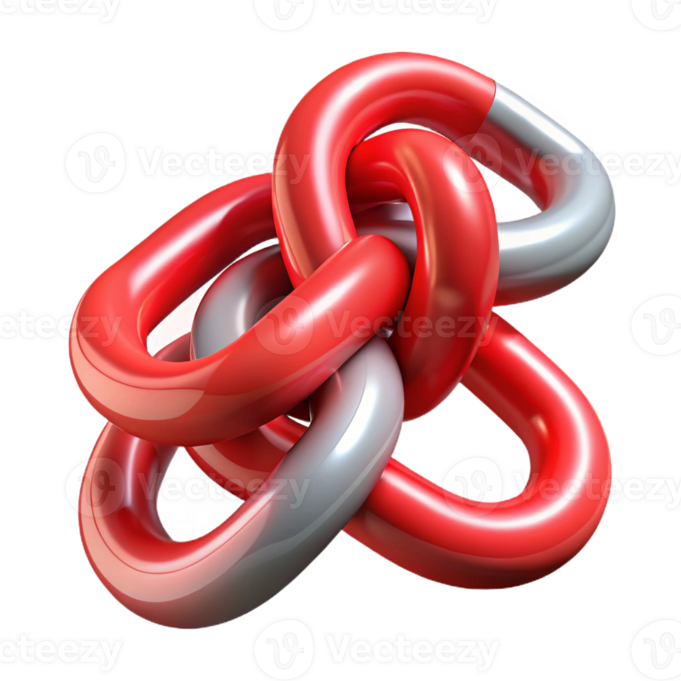 elegant classic Entangled Particles Chain Formation Red Links Cutout Element high resolution png