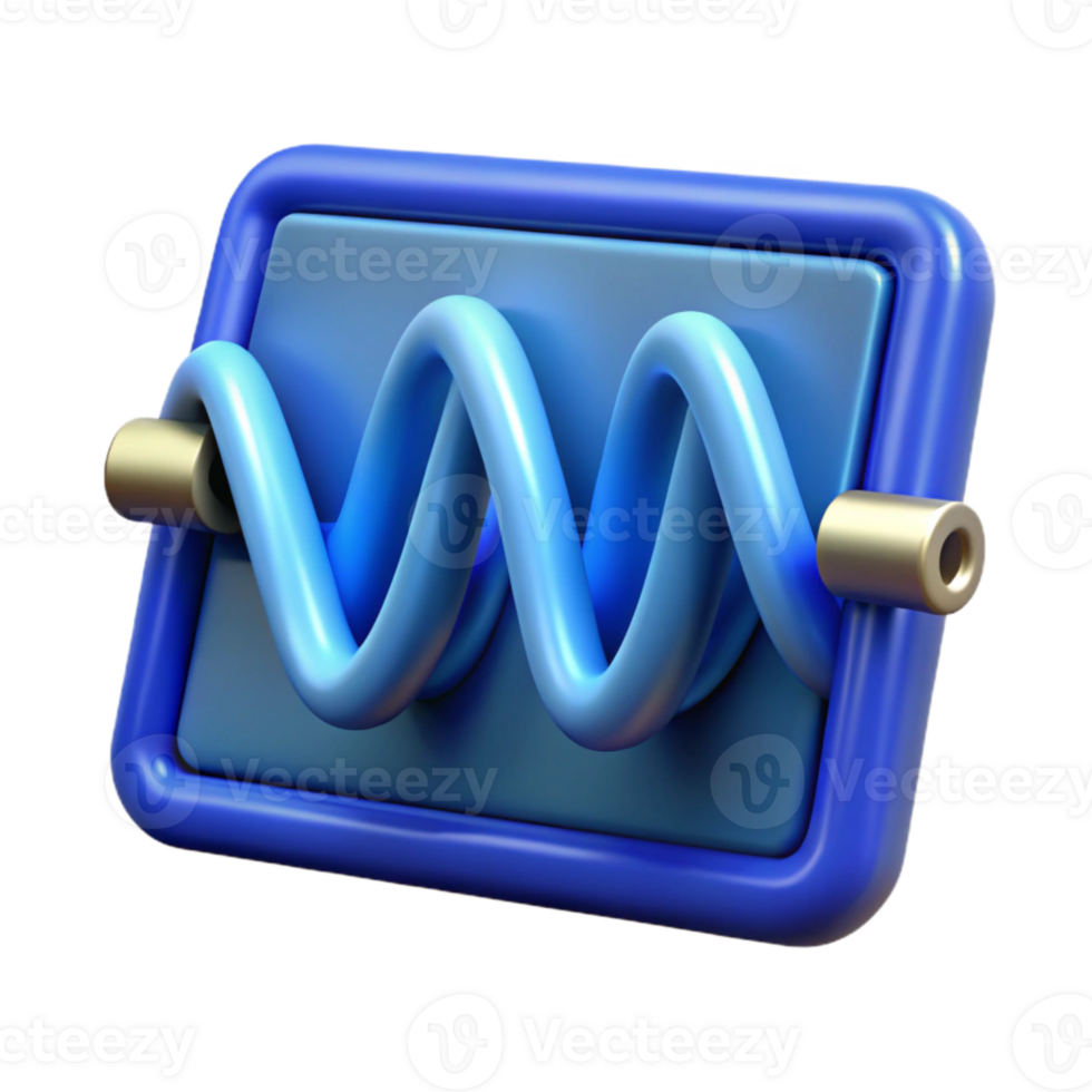 beautiful vintage Entangled Electrons Waveform Visualization Blue Oscilloscope Isolated png