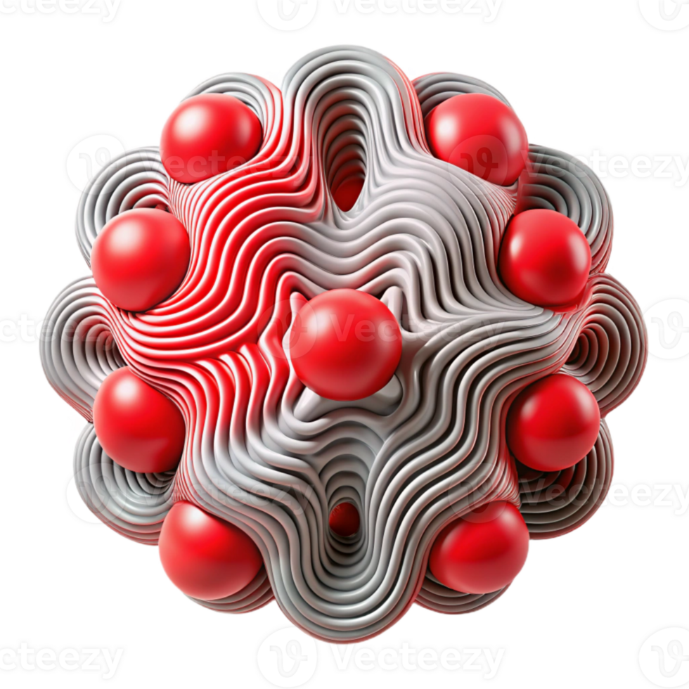 beautiful minimalist Entangled Particles Interference Pattern Red Waves Cutout Element premium png