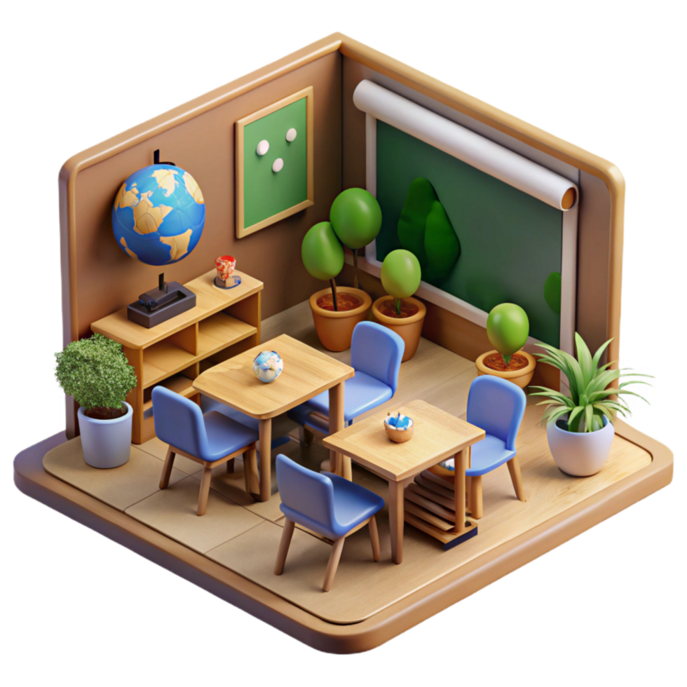 serene classic Environmental Education Cutout Classroom Scene high resolution png