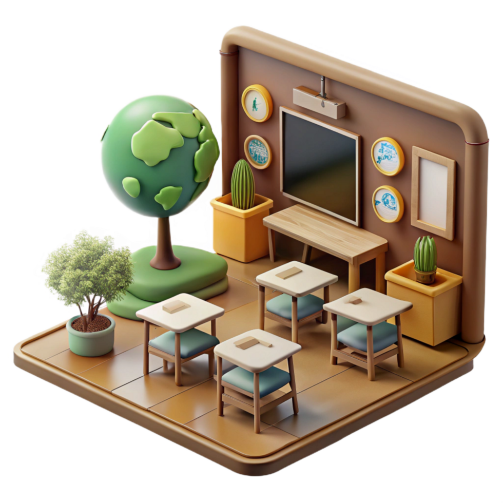 elegant minimalist Environmental Education Cutout Classroom Scene high resolution png
