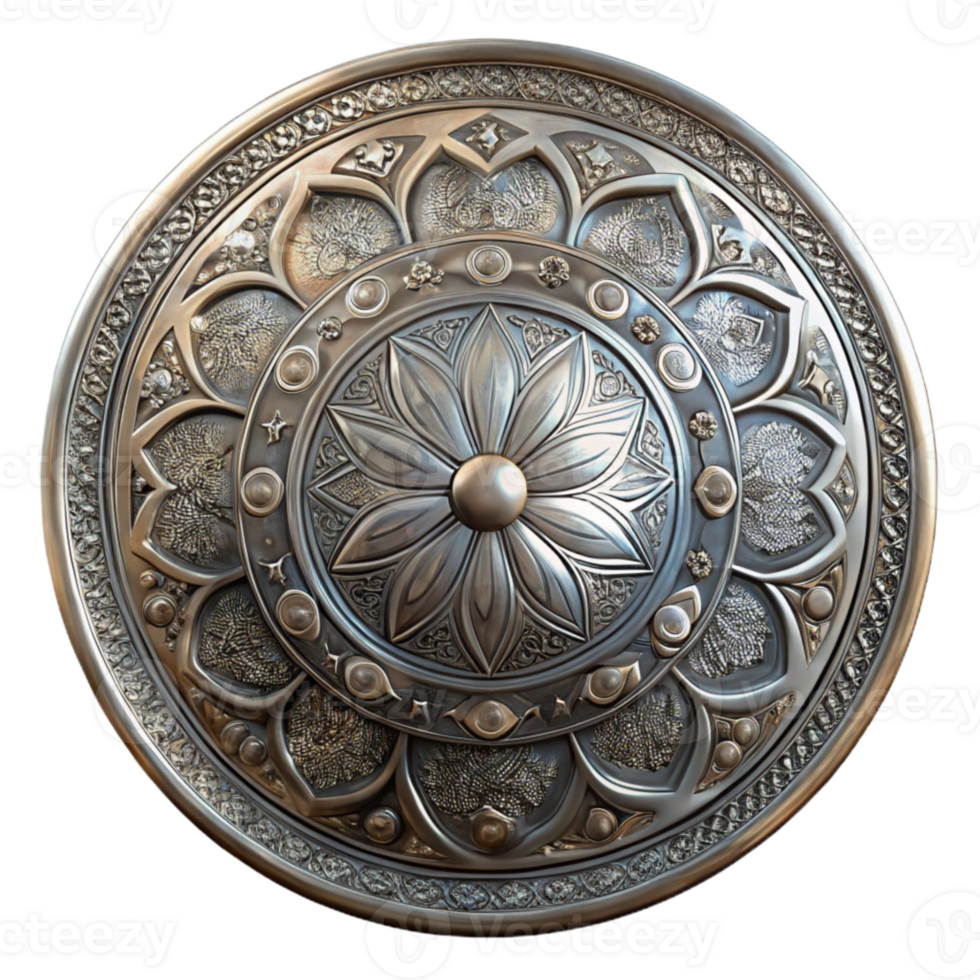 extraordinary traditional Etched Metal Plate with Ornate Design Transparent Background detailed png