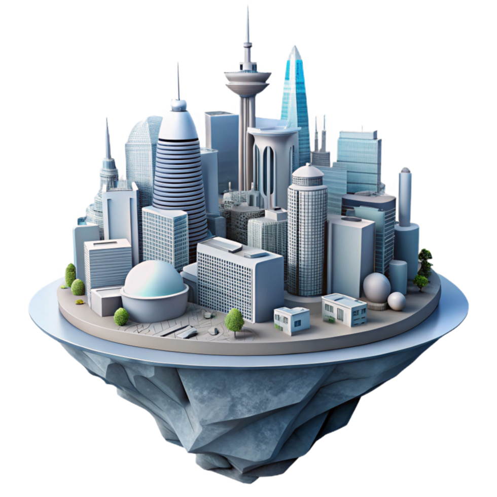 serene rustic Evolving Cityscape Futuristic Design Isolated professional png