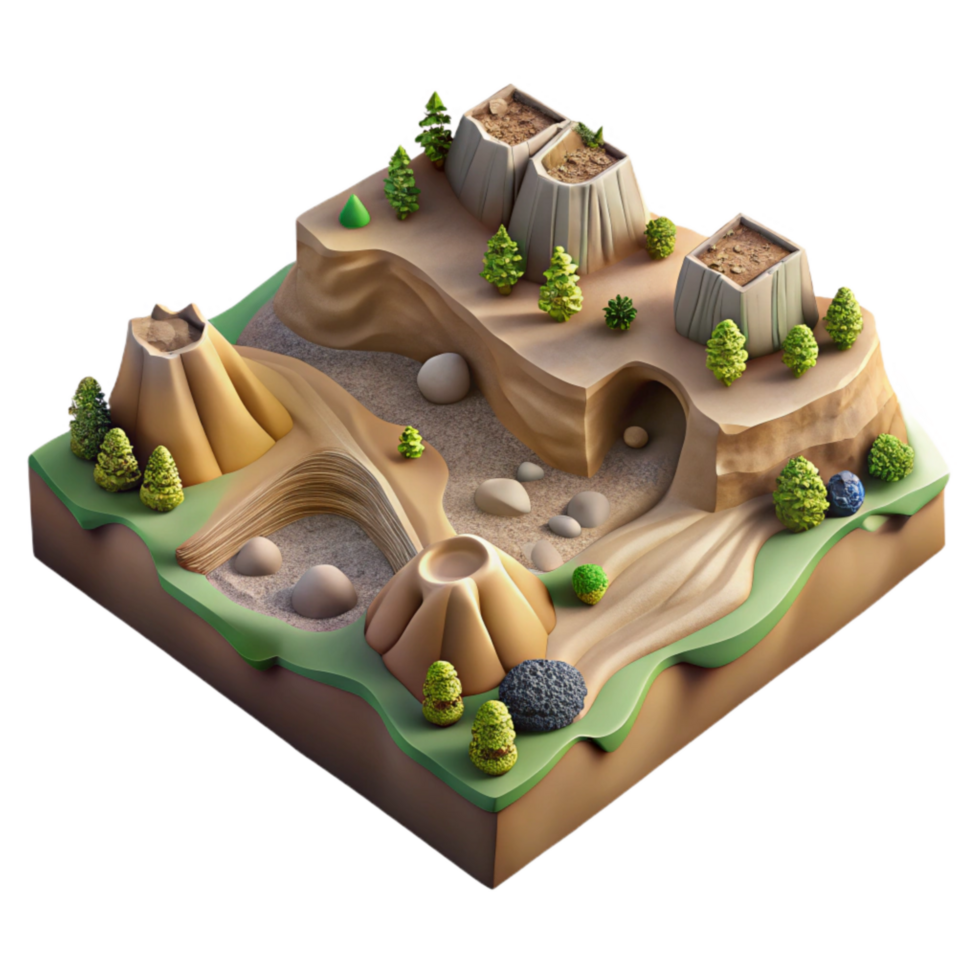 magnificent rustic Evolving Landscape Top View Isolated genuine png