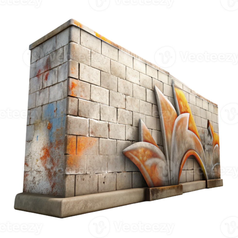 dramatic modern Faded Graffiti Wall Section Transparent Background authentic png