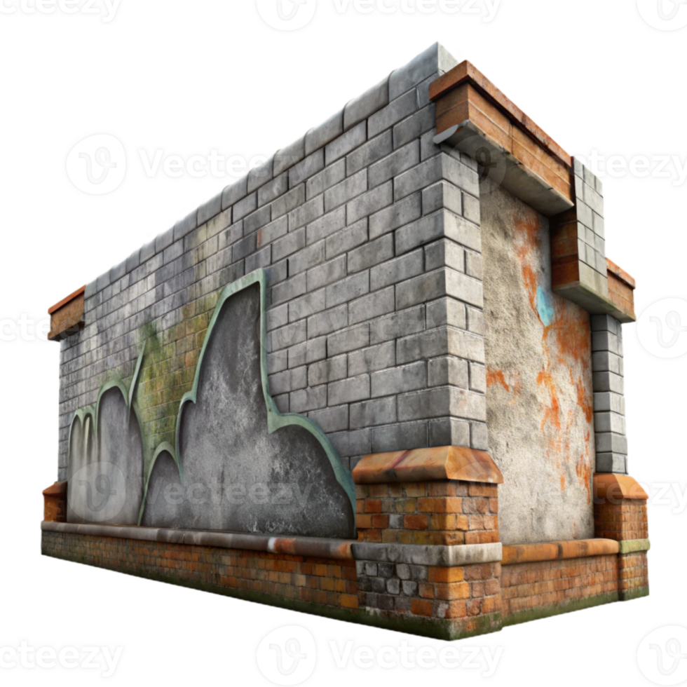 elegant contemporary Faded Graffiti Wall Section Transparent Background high quality png