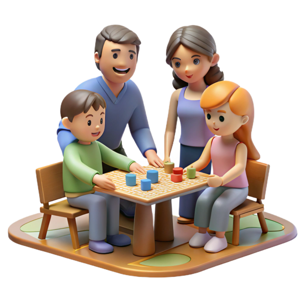 elegant classic Family Enjoying Board Game Cutout Isolated authentic png