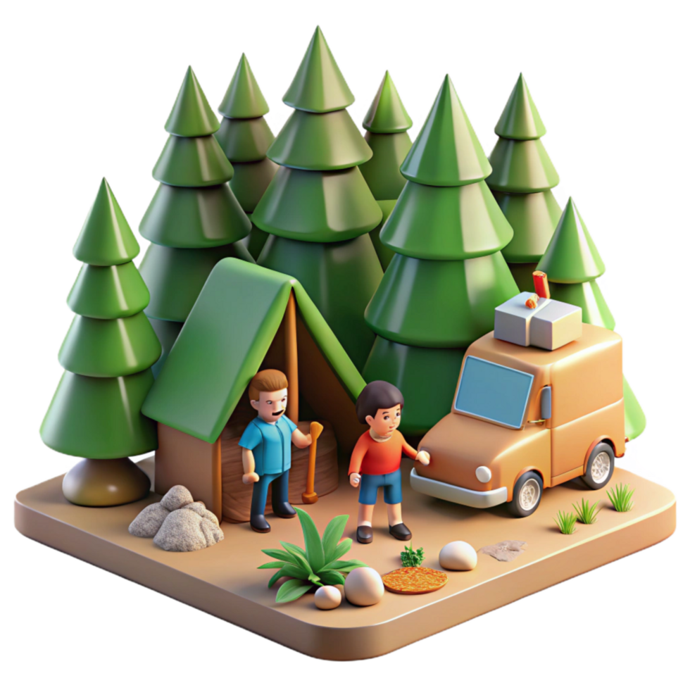 magnificent artistic Family Camping Trip in Forest Isolated premium png