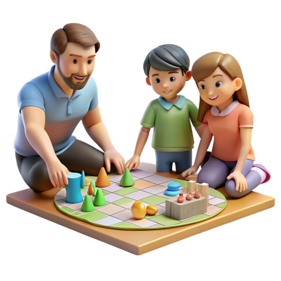 serene abstract Family Enjoying Board Game Cutout Isolated high quality png