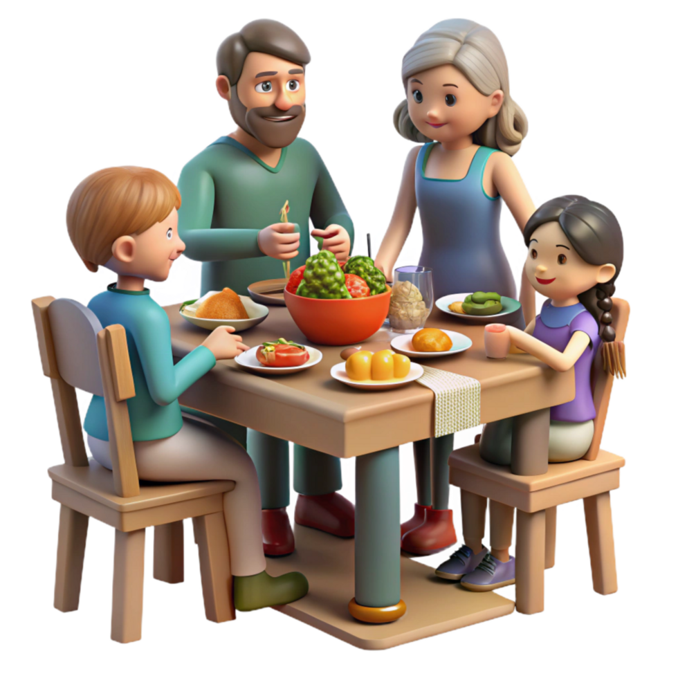 extraordinary abstract Family Gathering for Holiday Meal Isolated exclusive png