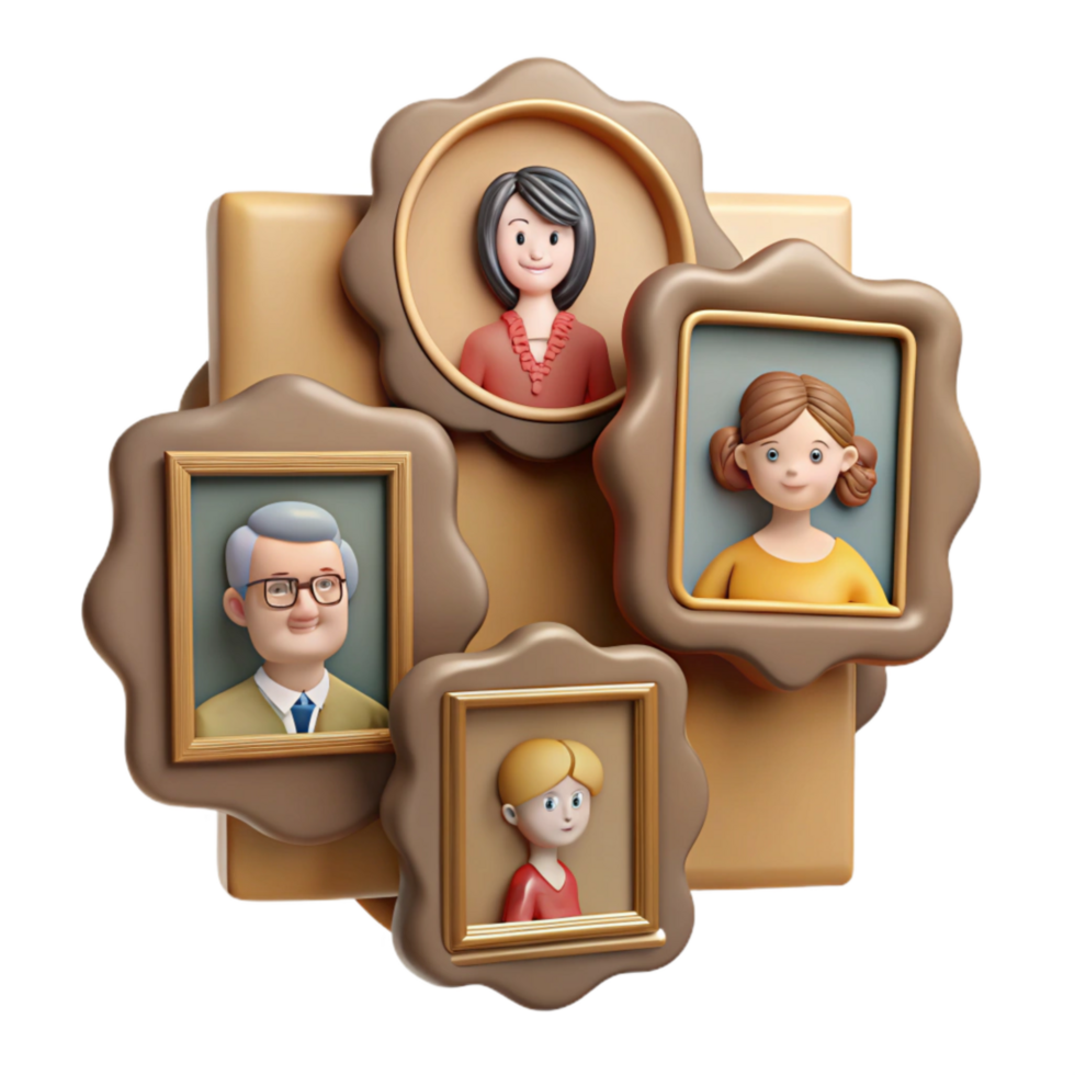 impressive rustic Family History Displayed in Frames Cutout professional png