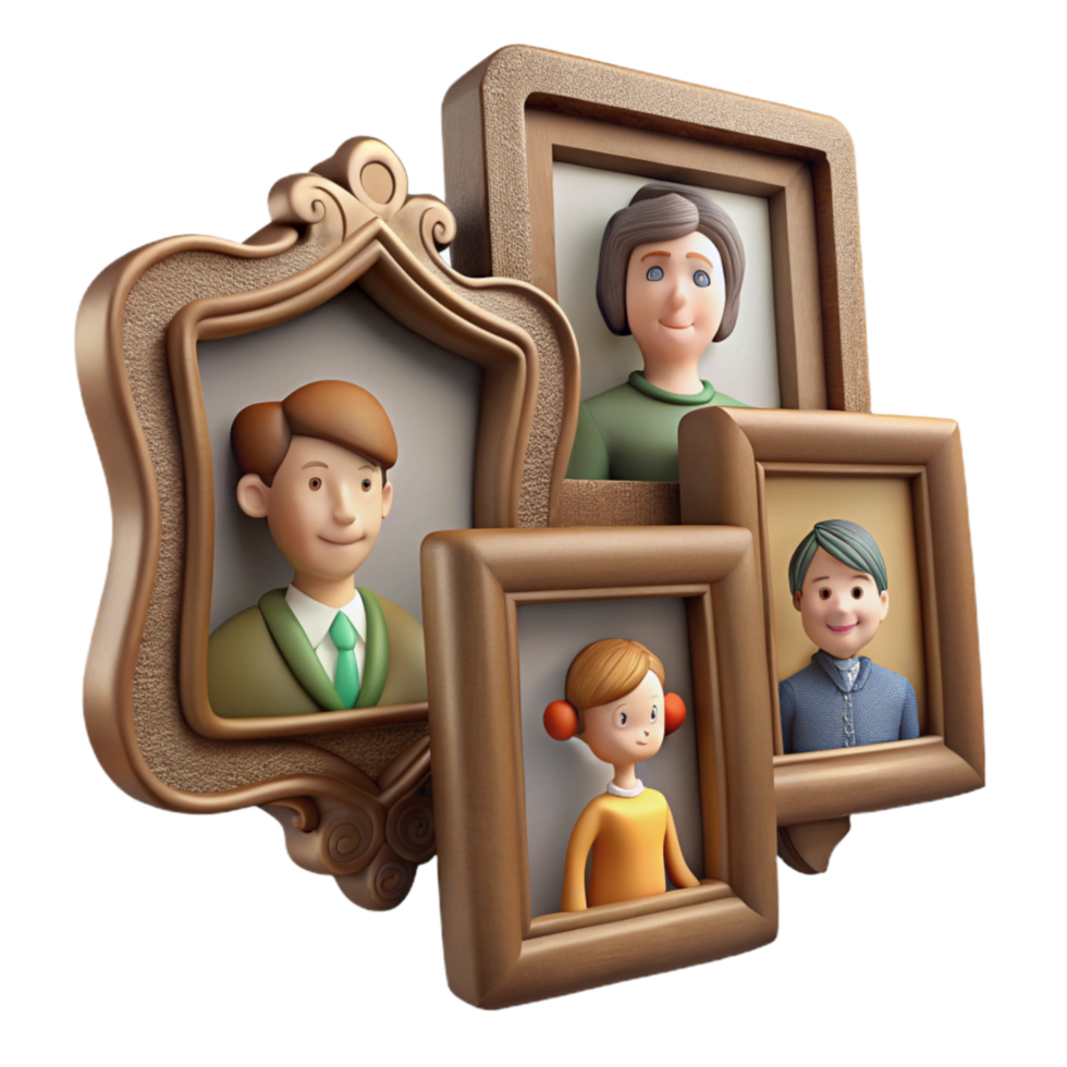 elegant contemporary Family History Displayed in Frames Cutout premium png