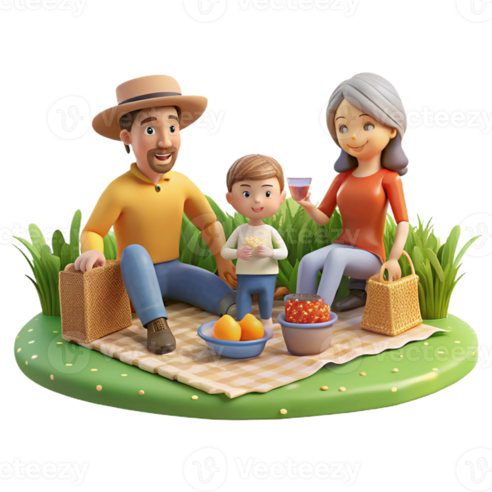 beautiful abstract Family Picnicking in Meadow Isolated Transparent Background Sunny Day original png