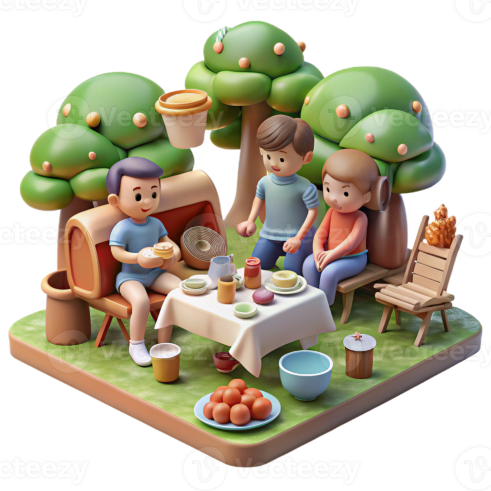 serene abstract Family Picnic in Park Isolated original png