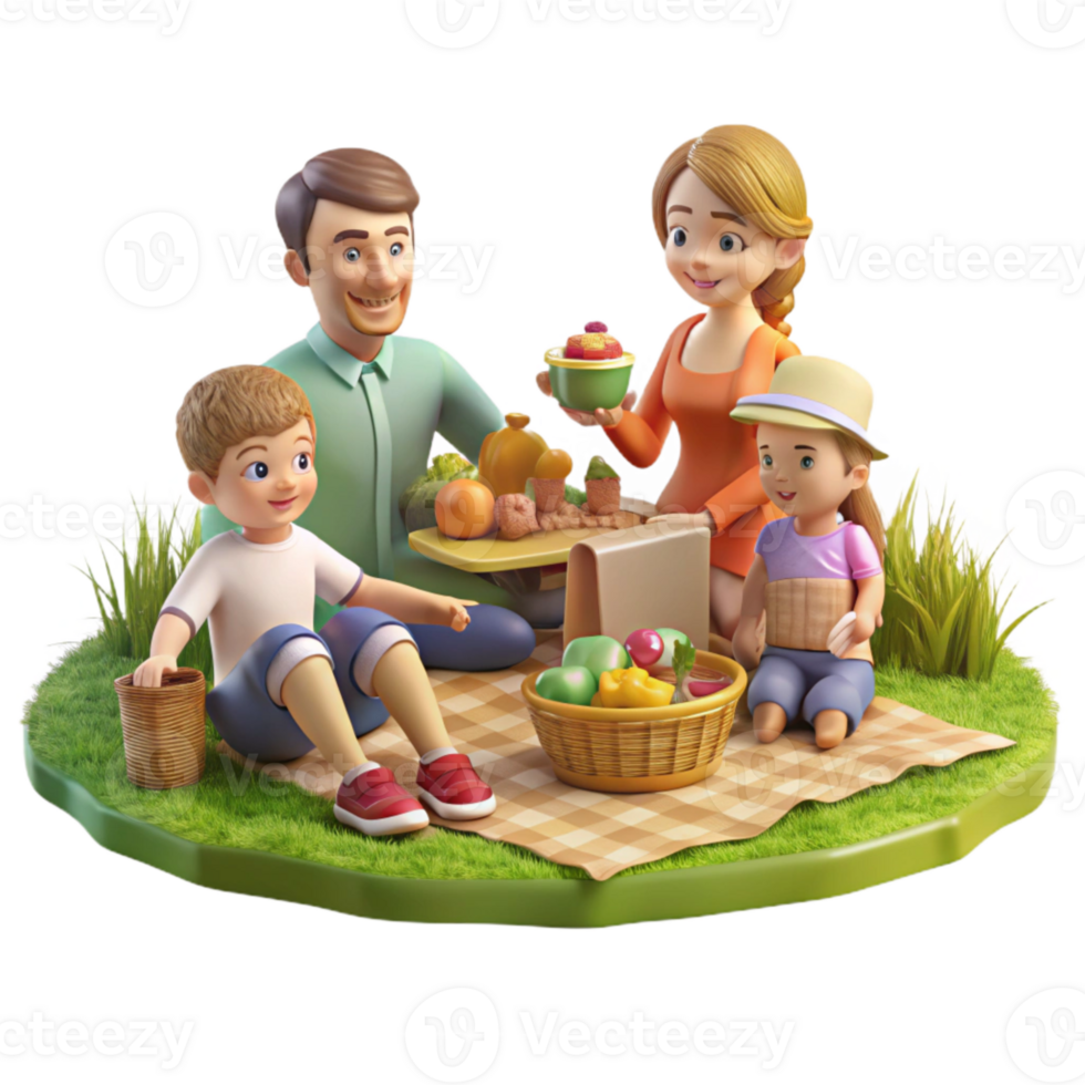 impressive contemporary Family Picnicking in Meadow Isolated Transparent Background Sunny Day exclusive png