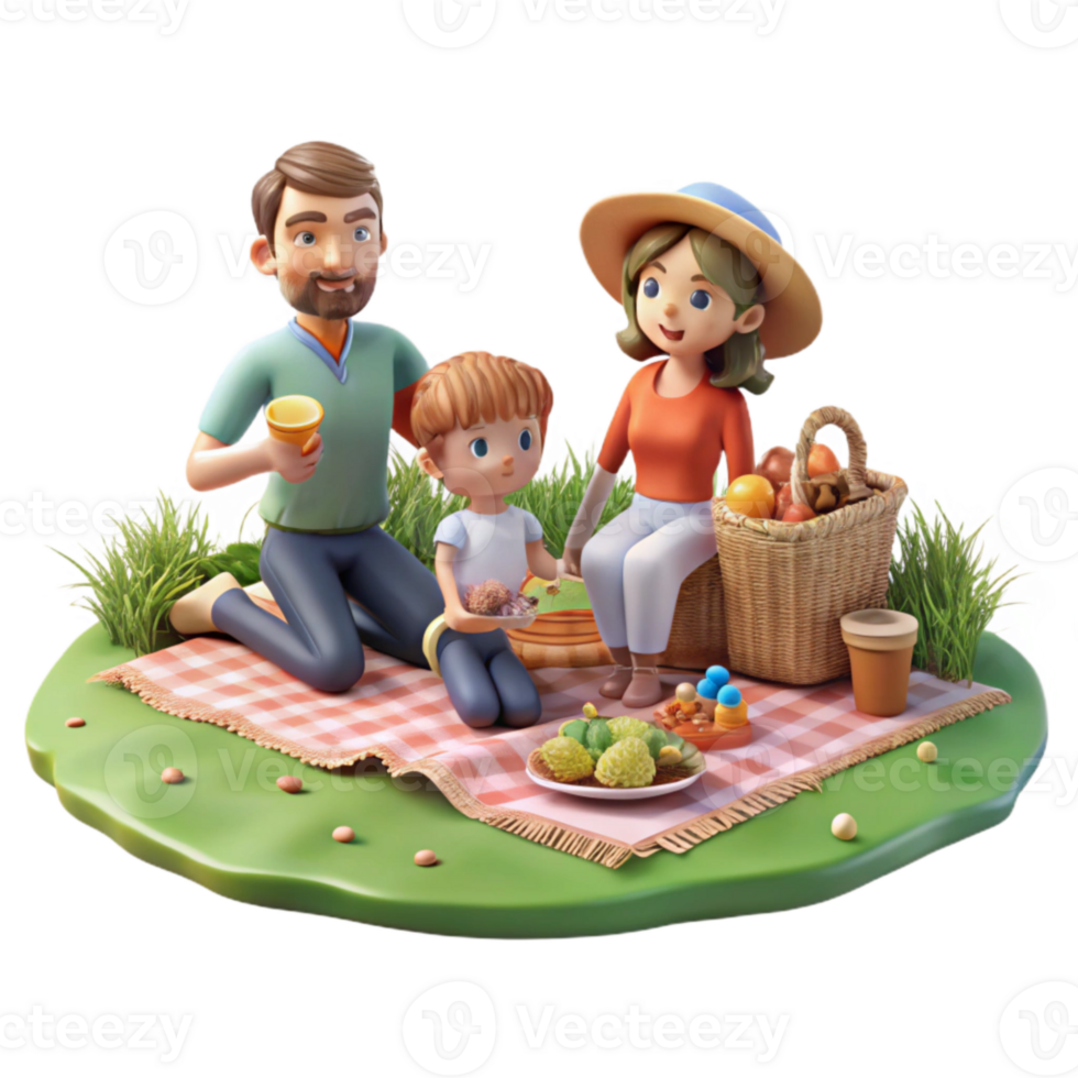 stunning traditional Family Picnicking in Meadow Isolated Transparent Background Sunny Day high resolution png