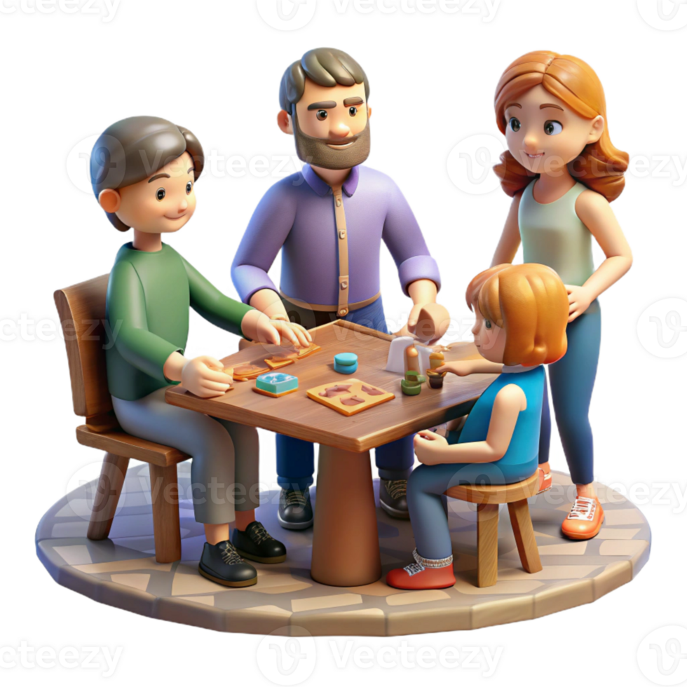 wonderful abstract Family Playing Board Game Isolated high resolution png