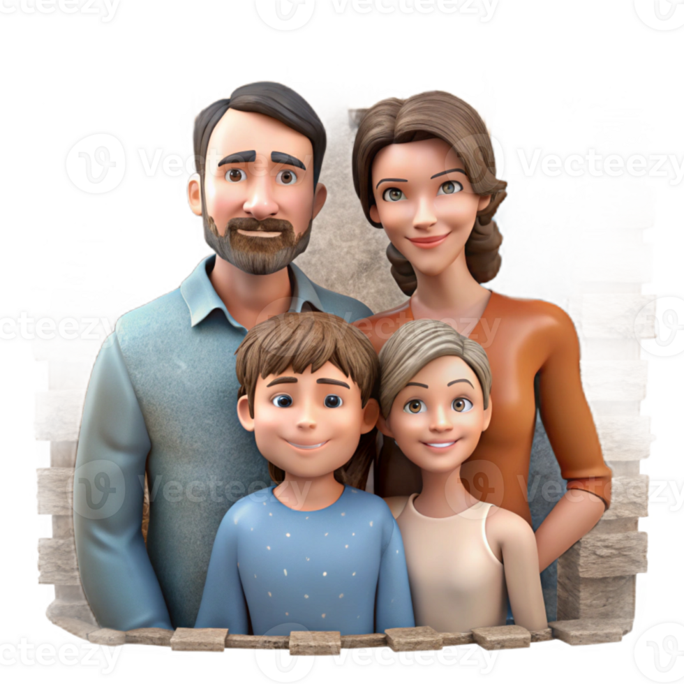 wonderful creative Family Portrait with Rustic Background Isolated professional png