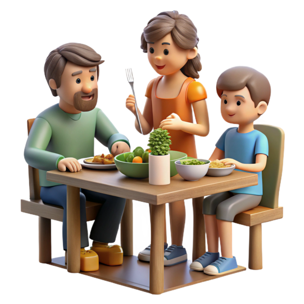 vibrant rustic Family Sharing a Meal Together Isolated high resolution png