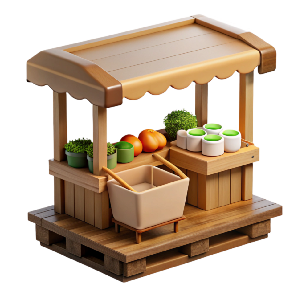 wonderful modern Farmers Market Stall with Wooden Crates Cutout png