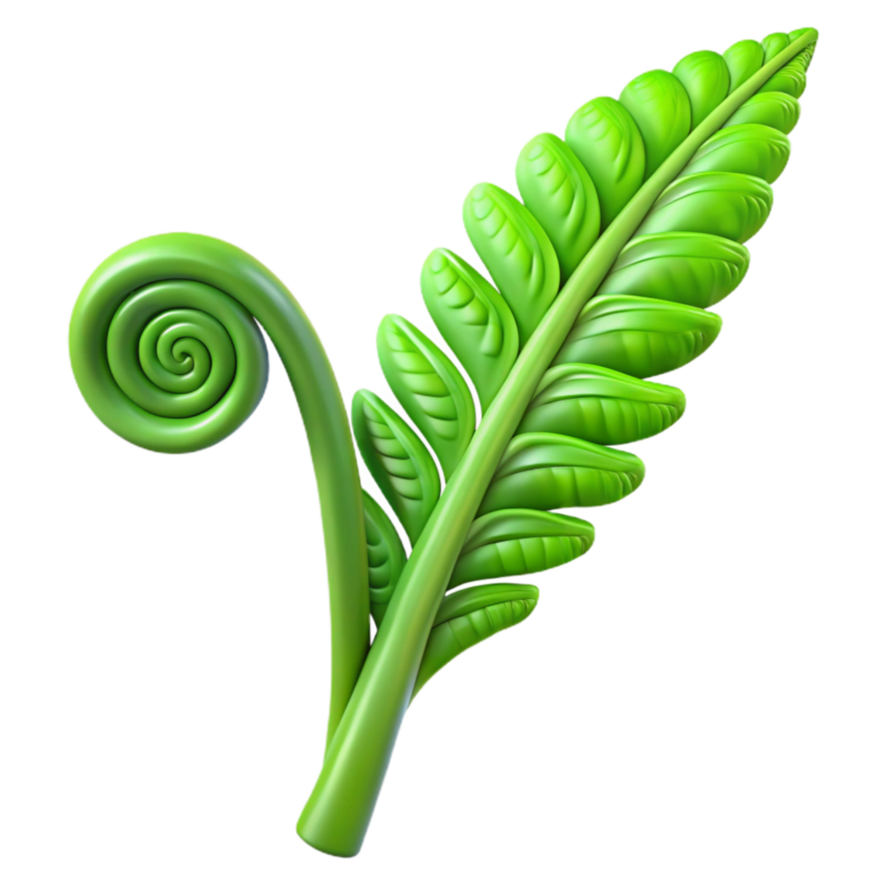 extraordinary classic Fern Frond Unfurling Light Green Isolated png