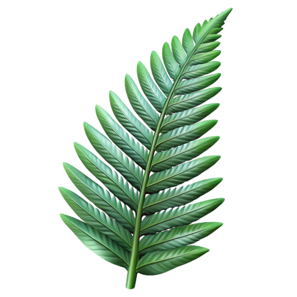 beautiful minimalist Fern Frond Symmetrical Pattern Side View Transparent Background detailed png